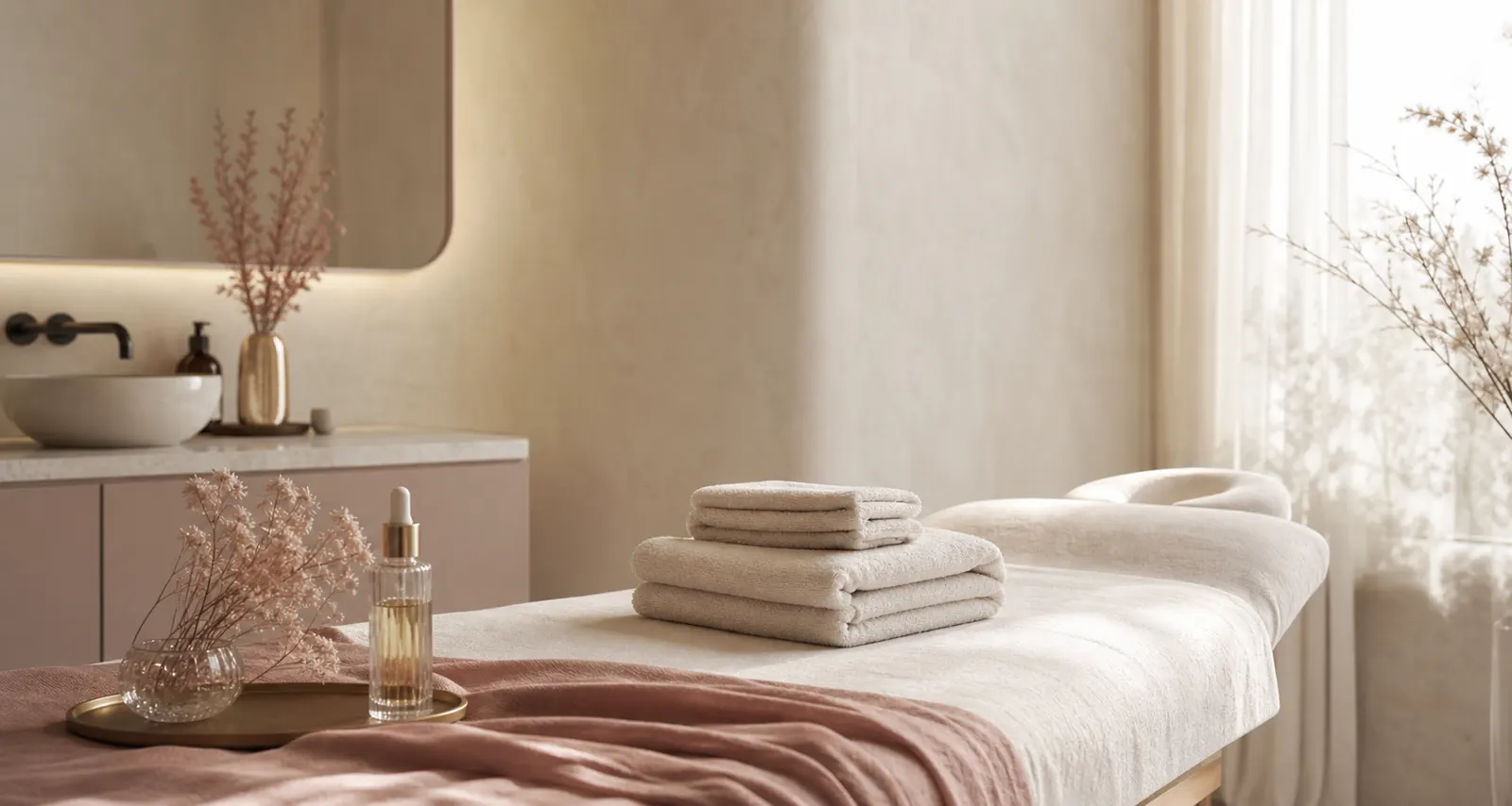 Atmosphärische Darstellung eines ruhigen Beauty-Studios